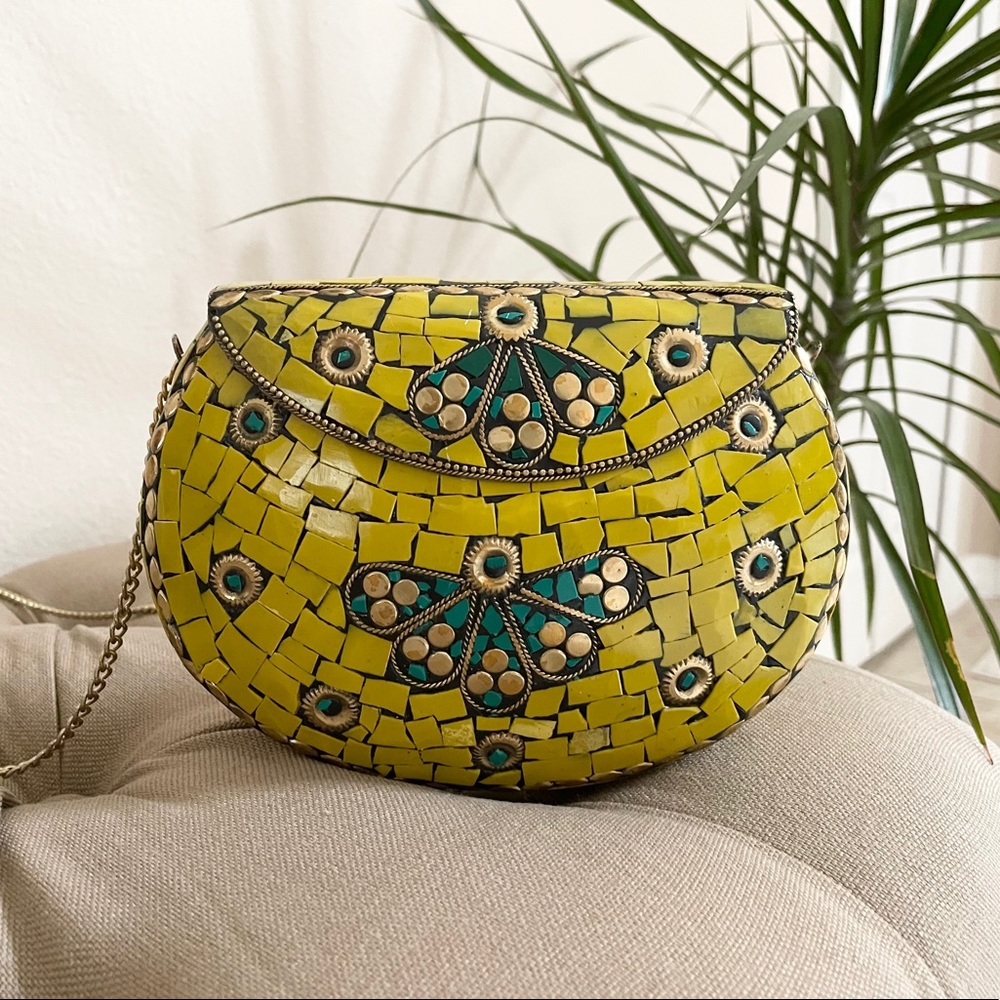 Mosaic Metal Purse White